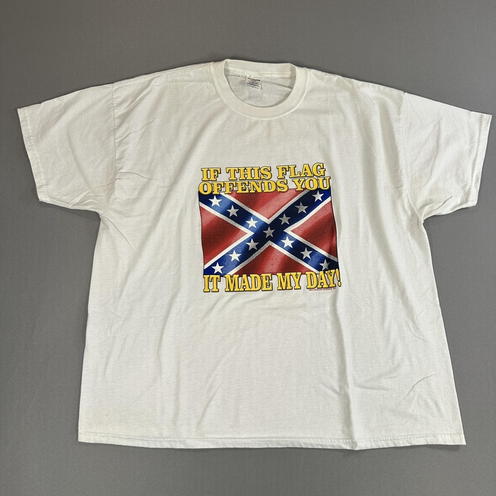 JERZEES‎ Shirt Mens 3XL White If This Flag Offends You Graphic Tee 2010 Dowling